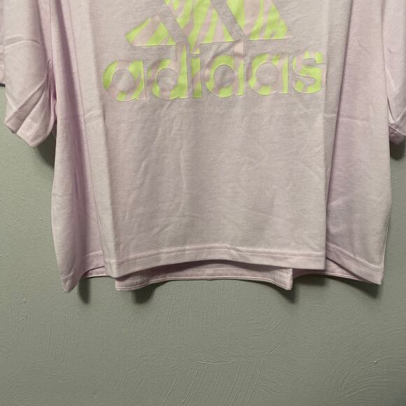 Adidas Pink Animal Print Tiger AEROREADY Wicking Cropped Loose Fit T-Shirt XL - Picture 5 of 10